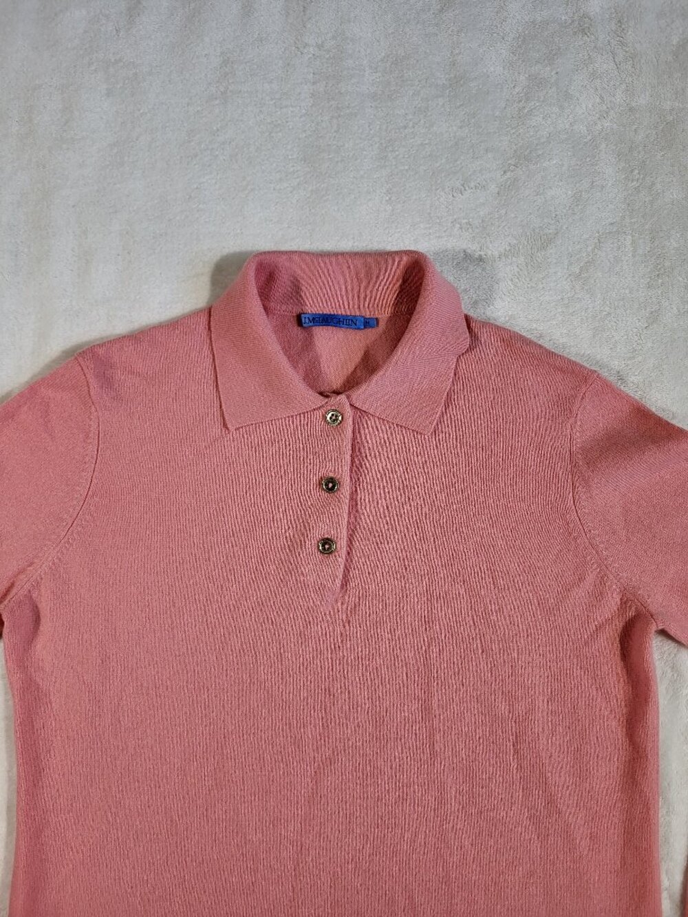 J.McLaughlin Cam Cashmere Polo Sweater Pink - Medium - Picture 3 of 10